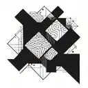Incorporate geometric shapes and patterns into a tattoo design inspired by accounting symbols tattoo design idea
