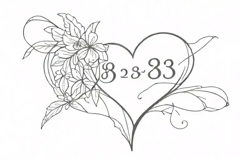 A heart made by 3 dates: '83 '84 '21 tattoo design idea