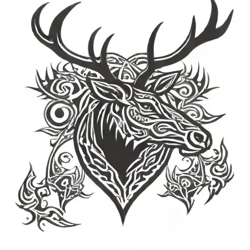 stag head tattoo design idea