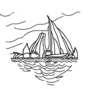 lake with moon reflection and docks on horizon tattoo design idea