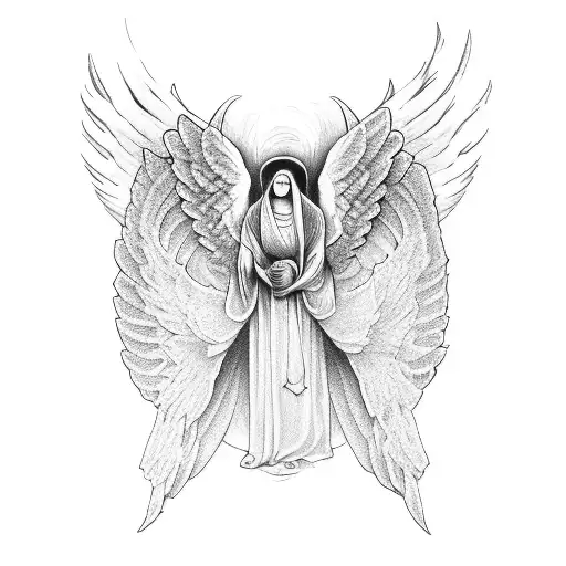 Angels with sculls pray tattoo design idea