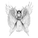 Angels with sculls pray tattoo design idea