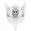 Angels with sculls pray tattoo design idea