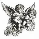 cherubs flying tattoo design idea
