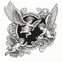 cherubs flying tattoo design idea