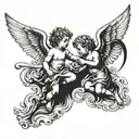 cherubs flying tattoo design idea