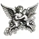 cherubs flying tattoo design idea