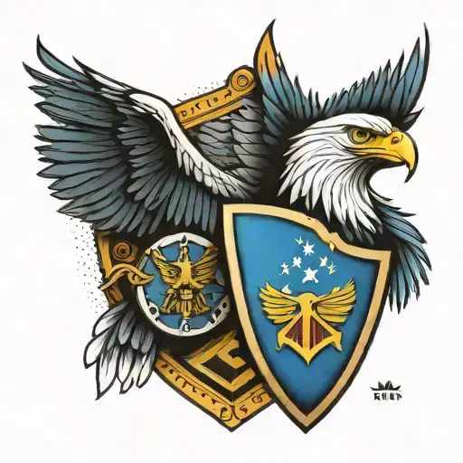 geometric eagles with the shield of Venezuela tattoo design idea