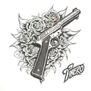 dinero,armas i gangs  tattoo design idea