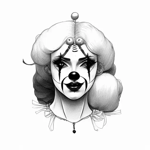 clown girl tattoo design idea