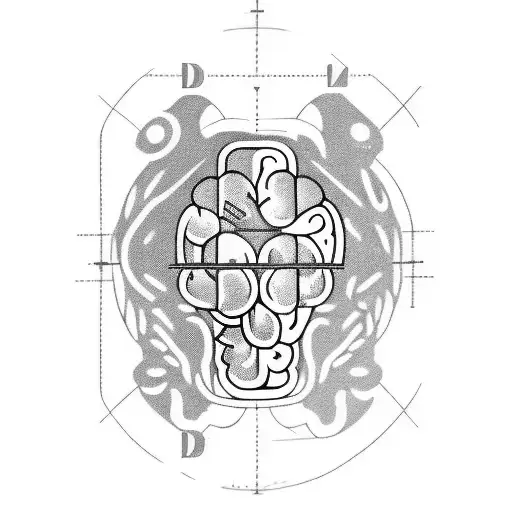 text seperated by a weight scale that is even between a heart and brain tattoo design idea