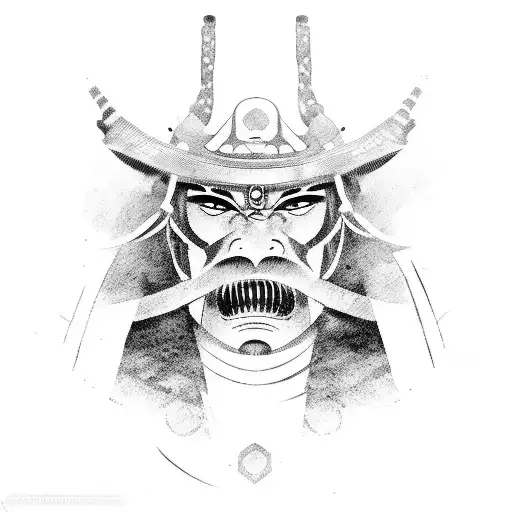 samurai face tattoo design idea