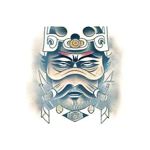 samurai face tattoo design idea