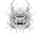 samurai face tattoo design idea
