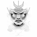 samurai face tattoo design idea