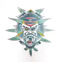 samurai face tattoo design idea