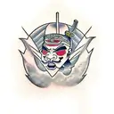 samurai face tattoo design idea