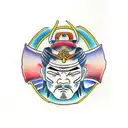 samurai face tattoo design idea