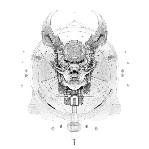 automotive piston with electronic PCB tattoo design idea