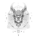 automotive piston with electronic PCB tattoo design idea