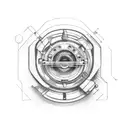 automotive piston with electronic PCB tattoo design idea