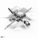 p47 thunderbolt plane with clouds and mountain tattoo design idea