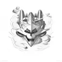 p47 thunderbolt plane with clouds and mountain tattoo design idea