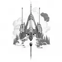 p47 thunderbolt plane with clouds and mountain tattoo design idea