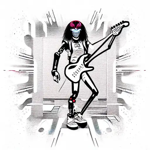 Cyberpunk, guitar tattoo design idea