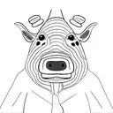 Imagine a minimalist cow wearing a uniform, standing on its hind legs to create a humanoid appearance. The cow holds a c tattoo design idea