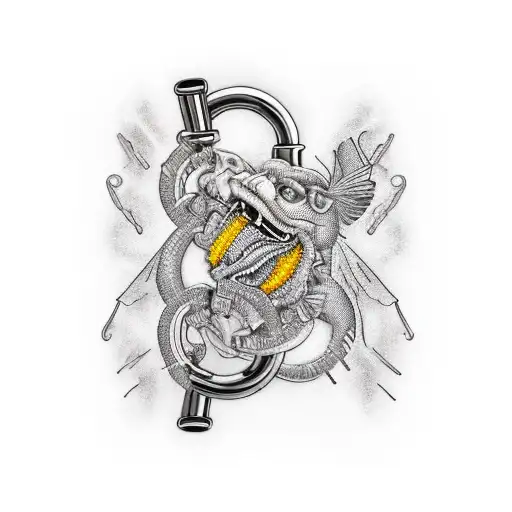 handcuffs, scales, §§, Whiskey, cocaine Cannabis crashed motorcycle disco party birth of a child,wedding. all in tattoo design idea