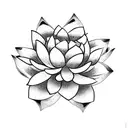 A lotus flower , with snake going around it , with masked faces as a background tattoo design idea