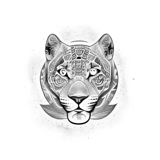 jaguar realista con fondo y colores en acuarela representando viaje de Ayahuasca  tattoo design idea