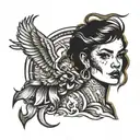 graffiti style tattoo of a girl with short hair and masculine features tattoo design idea