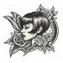 graffiti style tattoo of a girl with short hair and masculine features tattoo design idea