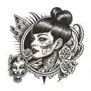 graffiti style tattoo of a girl with short hair and masculine features tattoo design idea