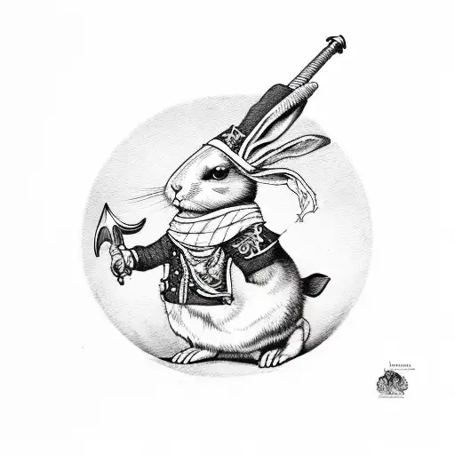 A pirate rabbit with carrots crossing like swords underneath  tattoo design idea