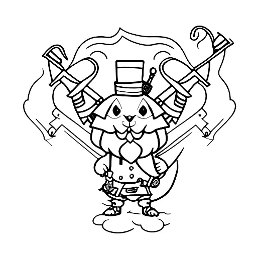 A pirate rabbit with carrots crossing like swords underneath  tattoo design idea