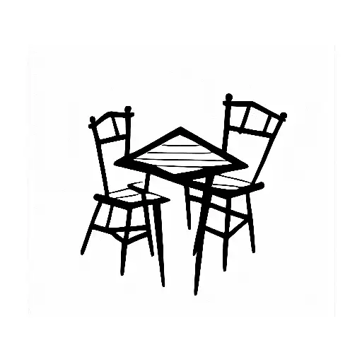a table and chairs outdoors tattoo design idea