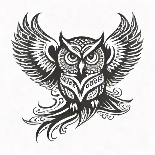 owl flying tattoo design idea