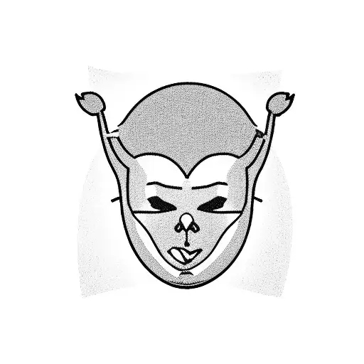 stencil outline of a chubby gay man with a hairy chest wearing a jockstrap and the Ghostface mask from Scream tattoo design idea