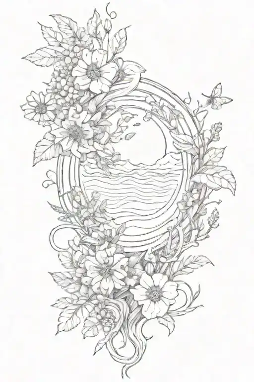 Gaia flowers earth tattoo design idea