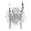 Shield, sword, staff, bow tattoo design idea