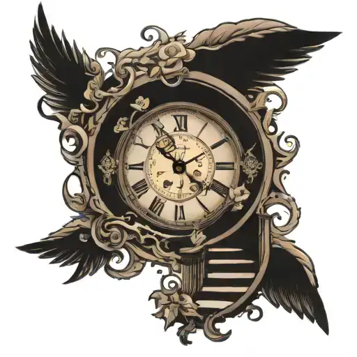 clock stair way to heaven tattoo design idea