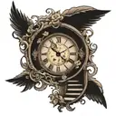 clock stair way to heaven tattoo design idea