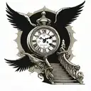 clock stair way to heaven tattoo design idea