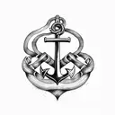 Anchor with eel  tattoo design idea