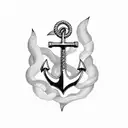 Anchor with eel  tattoo design idea