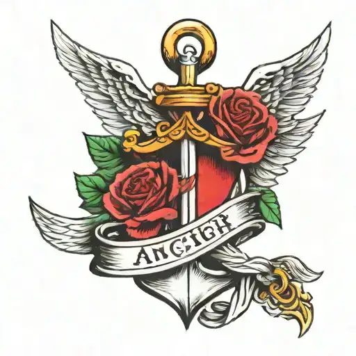 Anchor angel wings tattoo design idea