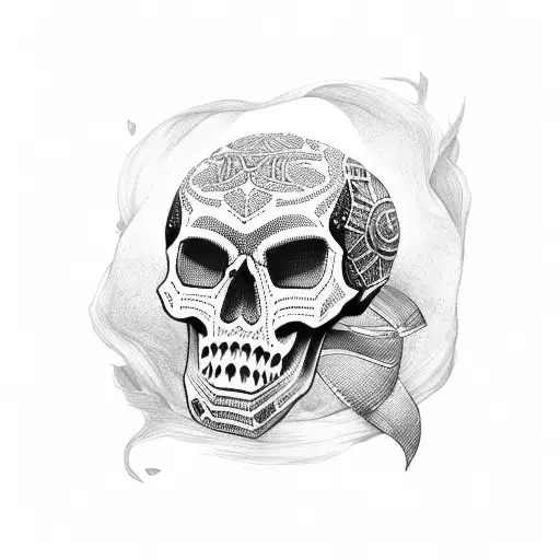 skull with bandana tattoo design idea